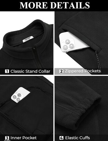 جاكيتات الصوف الصوفية للرجال Coofandy الكامل Zip Raglan Long Sleeve Lightweight Lighted Outdoor Warm Scedt مع جيوب in Saudi Arabia
