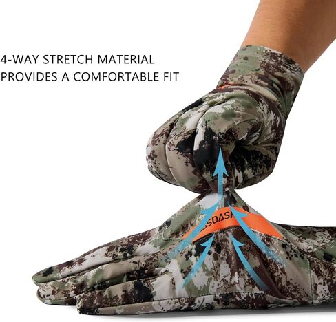 BASSDASH Camo Hunting Gloves Touchscreen Lightweight Glove for Warm Weather Turkey Fishing Outdoor Activities HG08 in Kuwait