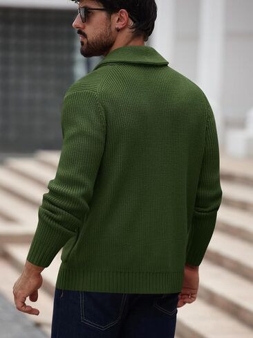 Runcati Mens Shawllar Cardigan Sweater Button لأسفل سبيكة متماسكة مضلعة كارثة غير رسمية مع جيوب in Saudi Arabia