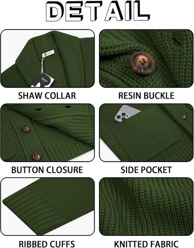 Runcati Mens Shawllar Cardigan Sweater Button لأسفل سبيكة متماسكة مضلعة كارثة غير رسمية مع جيوب in Saudi Arabia