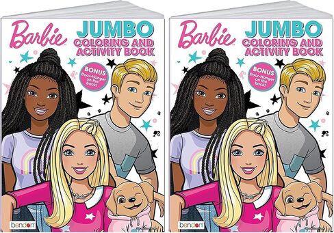 كتاب تلوين باربي | كتب تلوين باربي وكين | Barbie Jumbo Activity Book مع Tanner the Dog | متعدد الألوان | جامبو | مرخص رسميا in Kuwait