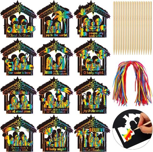 96 PCS Ramadan Paper Paper Art Kits Eid Mubarak Magic Color Scratch Off Starking arching arling al Fitr Party Home Activity Diy Drawing Projec in Kuwait