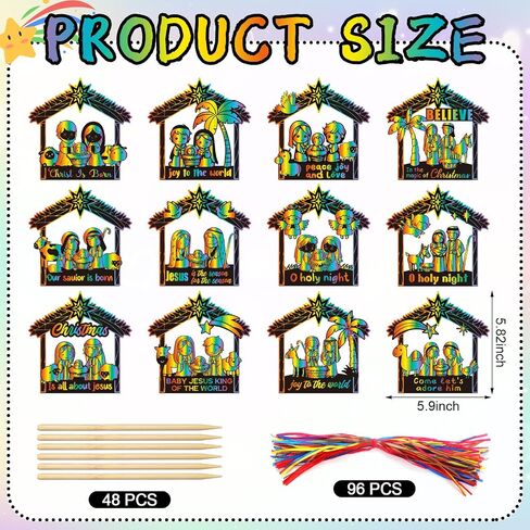 96 PCS Ramadan Paper Paper Art Kits Eid Mubarak Magic Color Scratch Off Starking arching arling al Fitr Party Home Activity Diy Drawing Projec in Kuwait