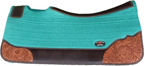 CHALLENGER Horse 32"x30" Western Contoured Wool Felt Therapeutic Saddle Pad Teal 39252TL in Saudi Arabia