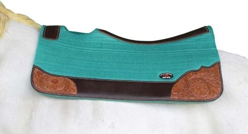 CHALLENGER Horse 32"x30" Western Contoured Wool Felt Therapeutic Saddle Pad Teal 39252TL in Saudi Arabia