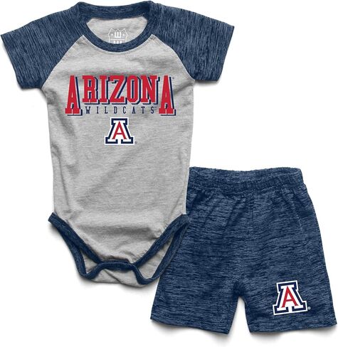 Wes and Willy Baby College Sports Fan Outfit One Piece Snap Suit and Short Set Cloudy Yarn Pattern in Kuwait
