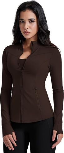 AVGO Womens Running Jackets Lightweight Slim Fit Workout Jacket Zip Up Athletic Track Gym Tops with Pockets & Thumb holes in Kuwait
