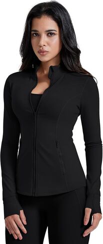 AVGO Womens Running Jackets Lightweight Slim Fit Workout Jacket Zip Up Athletic Track Gym Tops with Pockets & Thumb holes in Kuwait