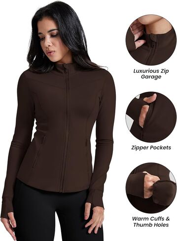AVGO Womens Running Jackets Lightweight Slim Fit Workout Jacket Zip Up Athletic Track Gym Tops with Pockets & Thumb holes in Kuwait