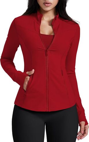 AVGO Womens Running Jackets Lightweight Slim Fit Workout Jacket Zip Up Athletic Track Gym Tops with Pockets & Thumb holes in Kuwait