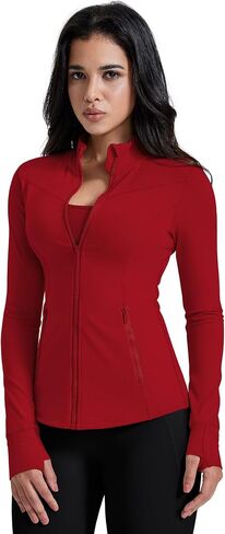 AVGO Womens Running Jackets Lightweight Slim Fit Workout Jacket Zip Up Athletic Track Gym Tops with Pockets & Thumb holes in Kuwait