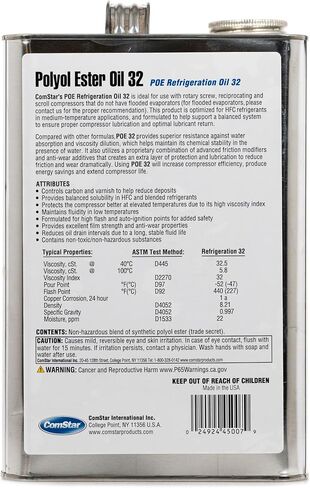 ComStar Polyol Ester Oil 68/300 SUS (POE), High-Performance Refrigeration Oil for HFC & HCFC, Reduced Energy Consumption, Exceptional Thermal Stability, 1 Quart (45-020) in Kuwait