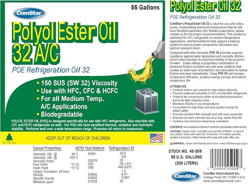 ComStar Polyol Ester Oil 68/300 SUS (POE), High-Performance Refrigeration Oil for HFC & HCFC, Reduced Energy Consumption, Exceptional Thermal Stability, 1 Quart (45-020) in Kuwait