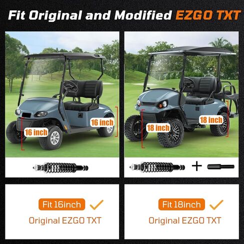 EZGO TXT Golf Cart Front & Rear Coil Spring Shock Absorbers, Heavy Duty Coil-Over Shock for TXT/Medalist 1994-UP Gas & Electric, Replaces OEM#70928-G01,76418-G01,70630-G01,Includes Extenders in Saudi Arabia