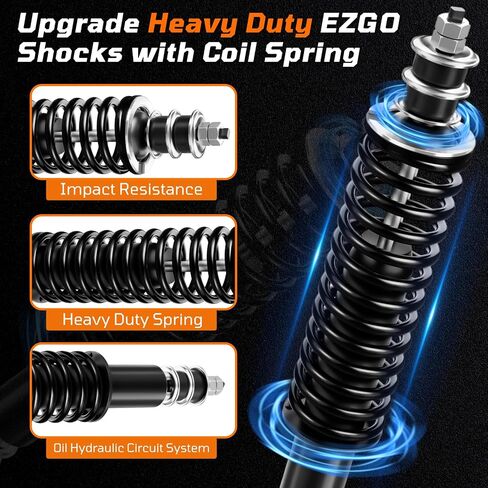 EZGO TXT Golf Cart Front & Rear Coil Spring Shock Absorbers, Heavy Duty Coil-Over Shock for TXT/Medalist 1994-UP Gas & Electric, Replaces OEM#70928-G01,76418-G01,70630-G01,Includes Extenders in Saudi Arabia