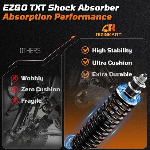 EZGO TXT Golf Cart Front & Rear Coil Spring Shock Absorbers, Heavy Duty Coil-Over Shock for TXT/Medalist 1994-UP Gas & Electric, Replaces OEM#70928-G01,76418-G01,70630-G01,Includes Extenders in Saudi Arabia