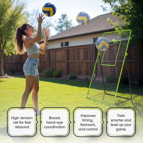 Volleyball Rebounder Net 7x4 FT, Bounce Back Net 5 Adjustable Angles with High-Tension Netting, Portable Volleyball Training Equipment for Spiking, Bumping, Serving in Saudi Arabia