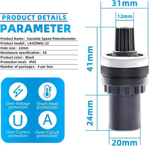 4pcs 10k أوم la42dwq-22 22 مم دوار الجهد المتغير سرعة محرك أقرا in Kuwait