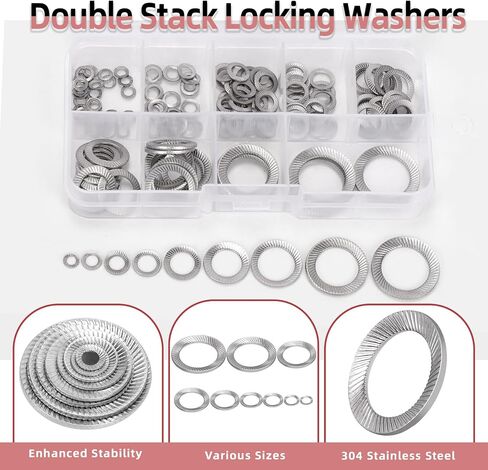 Hilitchi 160Pcs Black Double Side Lock Washer Assortment Kit Conical Spring Washers Double Side Tooth in Saudi Arabia