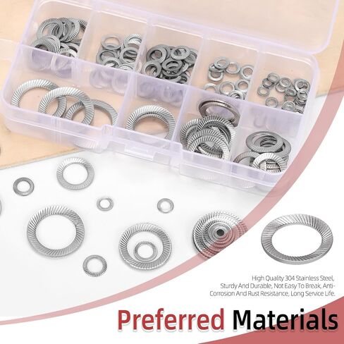Hilitchi 160Pcs Black Double Side Lock Washer Assortment Kit Conical Spring Washers Double Side Tooth in Saudi Arabia