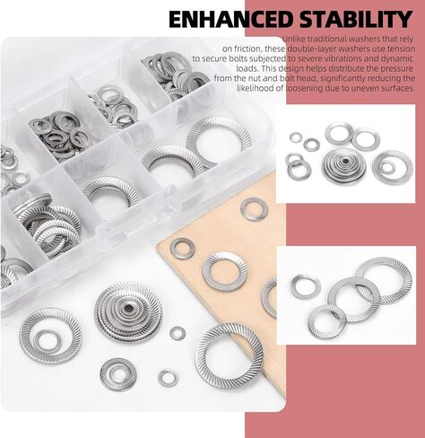 Hilitchi 160Pcs Black Double Side Lock Washer Assortment Kit Conical Spring Washers Double Side Tooth in Saudi Arabia