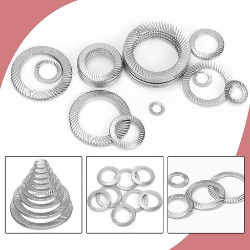 Hilitchi 160Pcs Black Double Side Lock Washer Assortment Kit Conical Spring Washers Double Side Tooth in Saudi Arabia