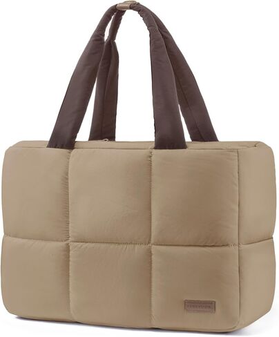 LOVEVOOK Puffer Tote Bag for Women,15.6 Inch Lightweight Quilted Work Tote for Teacher Nurse,Shoulder Bag for Travel Daily in Saudi Arabia