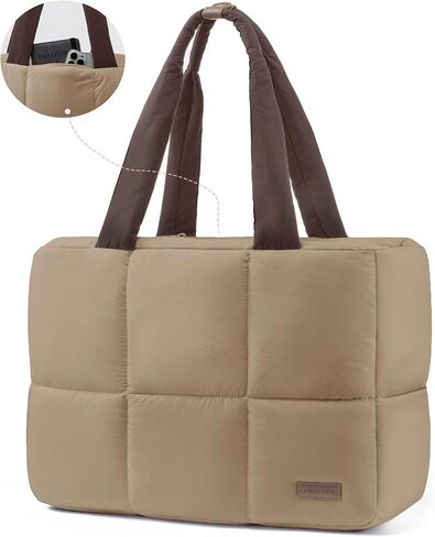 LOVEVOOK Puffer Tote Bag for Women,15.6 Inch Lightweight Quilted Work Tote for Teacher Nurse,Shoulder Bag for Travel Daily in Saudi Arabia