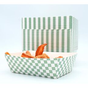 No Folding Required 50 Pcs 2lb Gingham Party Supplies Disposable Paper Food Trays for Shower Wedding Tea Party Supplies Nacho Snack (Red) in Kuwait