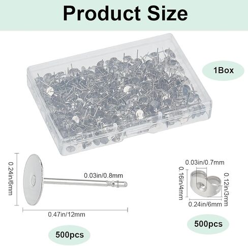1 Box 200Pcs Flat Pad Earring Post Stainless Steel Stud Earring Findings Hypoallergenic Round Blanks Earring Studs with Butterfly Ear Back Gold Earring Posts for Jewelry Making Supplies Craft in Saudi Arabia