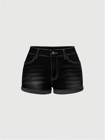 MakeMeChic Women's Y2K Denim Star Print Shorts Jeans Drop Low Rise Summer Jorts in Saudi Arabia