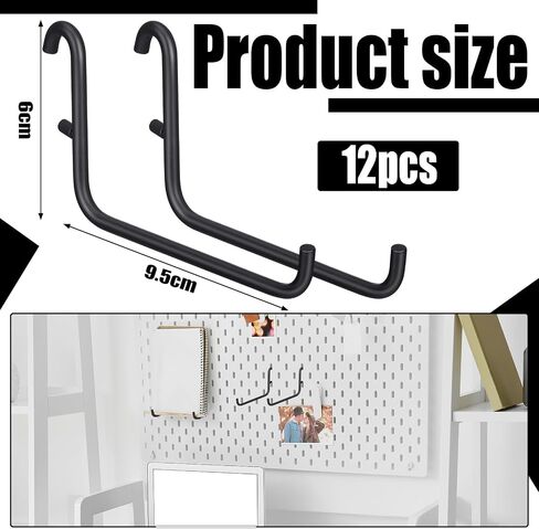 24 PEGBoard Hooks متوافقة مع Ikea Skadis Pegboard ، Long L Hooks Pegboard Accessories لأداة تخزين المكاتب المنزلية ، لوحات المفاتيح عرض (أبيض) in Kuwait
