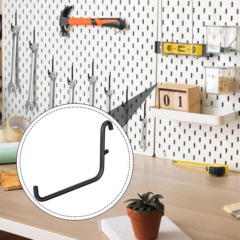 24 PEGBoard Hooks متوافقة مع Ikea Skadis Pegboard ، Long L Hooks Pegboard Accessories لأداة تخزين المكاتب المنزلية ، لوحات المفاتيح عرض (أبيض) in Kuwait