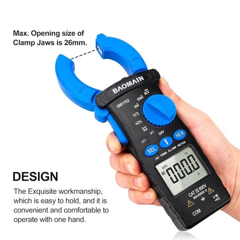 Baomain AC Digital Clamp Meter, 4000 Counts Multipurpose Clamp Meter for AC Current, AC/DC Voltage, Diode, Resistance, Continuity Test, NCV, Live Wire Test, BM1701 in Kuwait