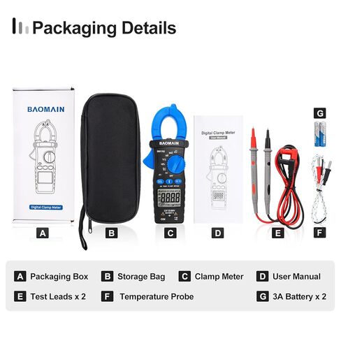 Baomain AC Digital Clamp Meter, 4000 Counts Multipurpose Clamp Meter for AC Current, AC/DC Voltage, Diode, Resistance, Continuity Test, NCV, Live Wire Test, BM1701 in Kuwait