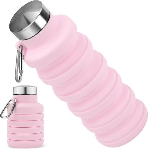 زجاجة ماء قابلة للطي ، زجاجة ماء من السيليكون القابلة لإعادة الاستخدام 16oz ، تصميم قابلة للطي قابلة للطي خالٍ من BPA مع الكارابين ، متينة الوزن الخفيف للصالة الرياضية ، والسفر ، والتخييم ، والمشي لمسافات طويلة ، والرياضة ذات الأسود in Kuwait