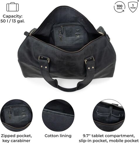 Berliner Bags Vintage Genuine Duffle Bag Bage Oslo للسفر أو الصالة الرياضية ، Weekender ، حقيبة سفر مع مقصورة الأحذية ، حقيبة ليلة وضحاها للرجال والنساء - بني in Saudi Arabia