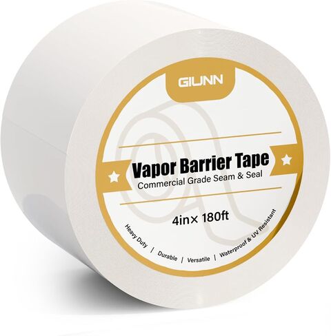 Vapor Barrier Tape 2 Rolls, 4" Wide x 180' Long Moisture Barrier Tape, 9 mil White polyethylene Tape, Moisture Sealing and Seams for Crawl Spaces, Vapor barriers, Marine, Insulation in Saudi Arabia