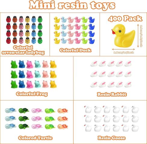 Barydat 400 Pcs Mini Resin Animals Figures Bulk for Pranks Hide Crafts Resin Miniature Toys Garden Accessories Mini Stuff for Valentine's Day Party Favors Garden Decoration (Farm) in Saudi Arabia