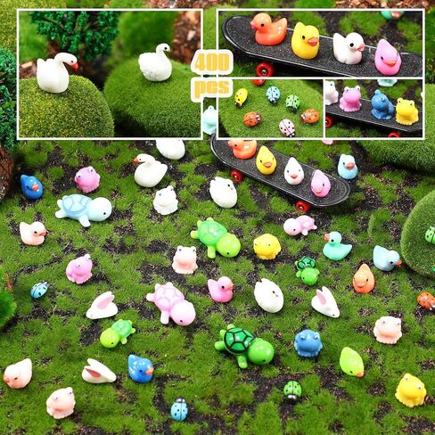 Barydat 400 Pcs Mini Resin Animals Figures Bulk for Pranks Hide Crafts Resin Miniature Toys Garden Accessories Mini Stuff for Valentine's Day Party Favors Garden Decoration (Farm) in Saudi Arabia