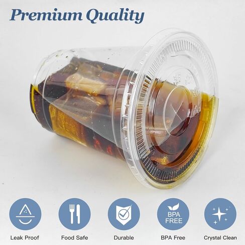 Charmount 24 oz Clear Plastic Cups with Lids and Straws, 100 Sets Disposable To Go Cups for Cold Drinks, Iced Coffee, Coffee Bar Accessories, Smoothies in Kuwait