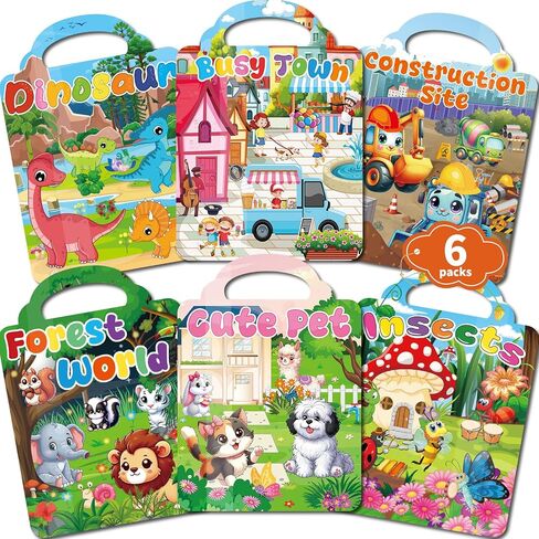 Kalysky 6Set Puffy Sticker Books for Kids 2-4, 3D Reusable Stickers Books for Toddlers 1-3 2-4,Farm+Animal+Dinosaurs+Ocean World+Space+Vehicle in Saudi Arabia