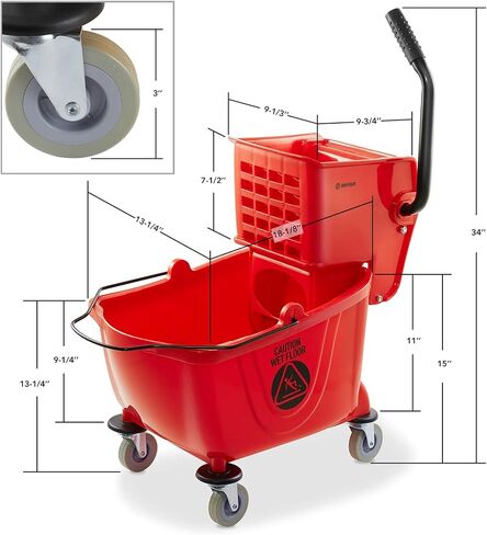 Dryser Commercial Mop Bucket with Side Press Wringer, 26 Quart, Yellow in Saudi Arabia