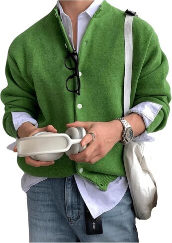 Floerns Men's Solid Long Sleeve Button Front V Neck Knitwear Cardigan Sweater in Saudi Arabia
