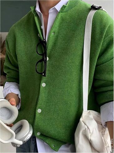Floerns Men's Solid Long Sleeve Button Front V Neck Knitwear Cardigan Sweater in Saudi Arabia