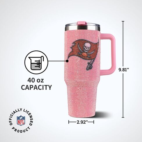 شركة الذاكرة مرخصة رسميًا في لعبة NFL Day Tumbler - 40oz من الفولاذ المقاوم للصدأ معزول مزدوج الكأس بلينغ مع شعار الفريق ، و NFL SPORTS TRAVER in Saudi Arabia