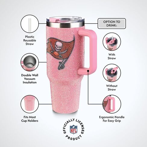 شركة الذاكرة مرخصة رسميًا في لعبة NFL Day Tumbler - 40oz من الفولاذ المقاوم للصدأ معزول مزدوج الكأس بلينغ مع شعار الفريق ، و NFL SPORTS TRAVER in Saudi Arabia