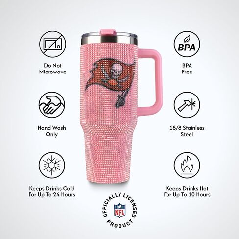 شركة الذاكرة مرخصة رسميًا في لعبة NFL Day Tumbler - 40oz من الفولاذ المقاوم للصدأ معزول مزدوج الكأس بلينغ مع شعار الفريق ، و NFL SPORTS TRAVER in Saudi Arabia