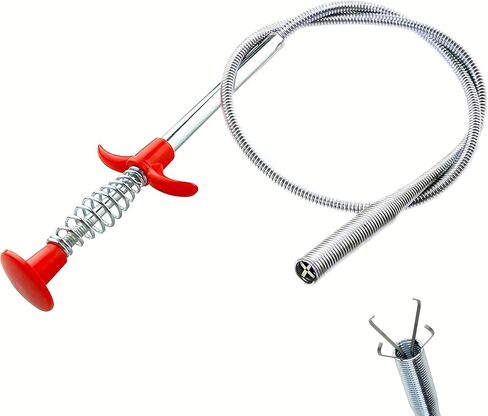33.8 inch Drain Snake Hair Drain Clog Remover Tool - Sink Drain Cleaner for Toilet Sewer Shower Kitchen Bathroom Tub Clogged Drains Opener Cleaning Tool, Flexible Grabber Claw Pick Up Tool in Saudi Arabia