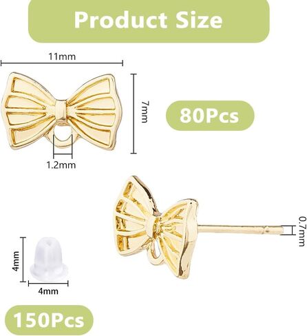 DICOSMETIC 50Pcs Bowknot Stud Earring Findings Light Gold Alloy Bow Tie Studs Earring Posts Stainless Steel Steel Pin 80Pcs Plastic Ear Nuts for DIY Earring Jewelry Making in Kuwait